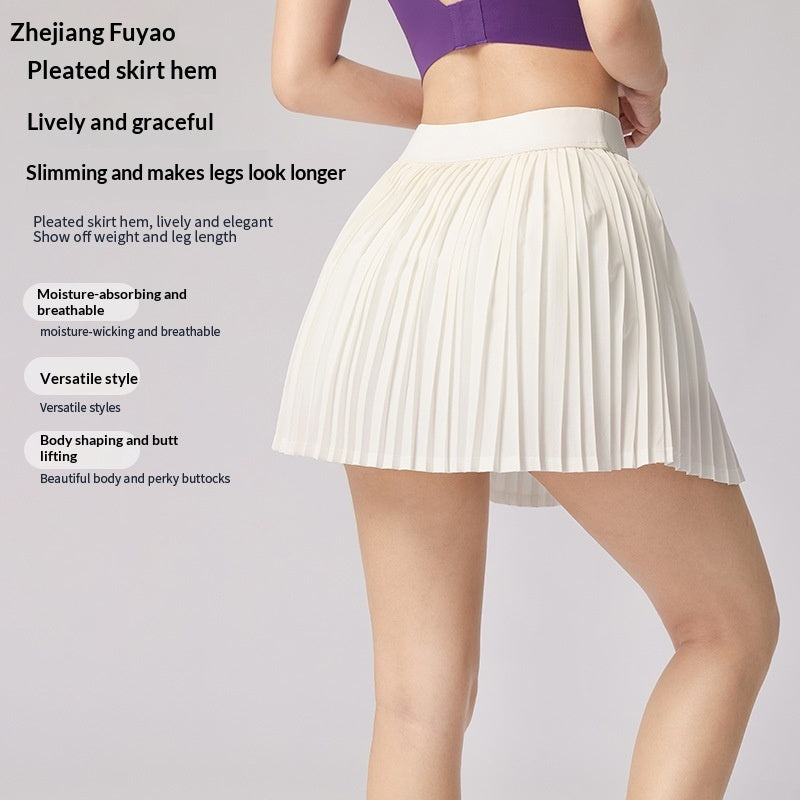 A Pleated Skirt Paired With A Pair Of Pleated Yoga Shorts