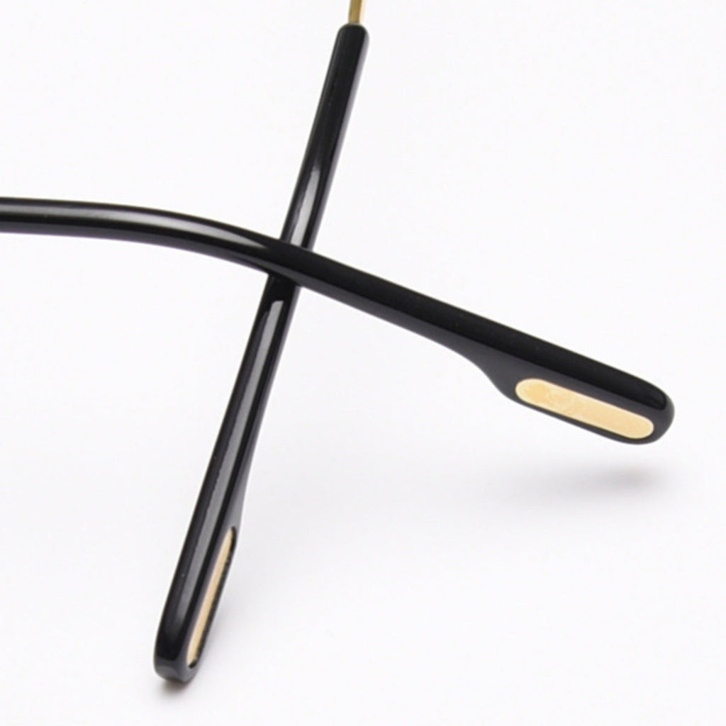 Rimless Oval Sunglasses with Gold Frame