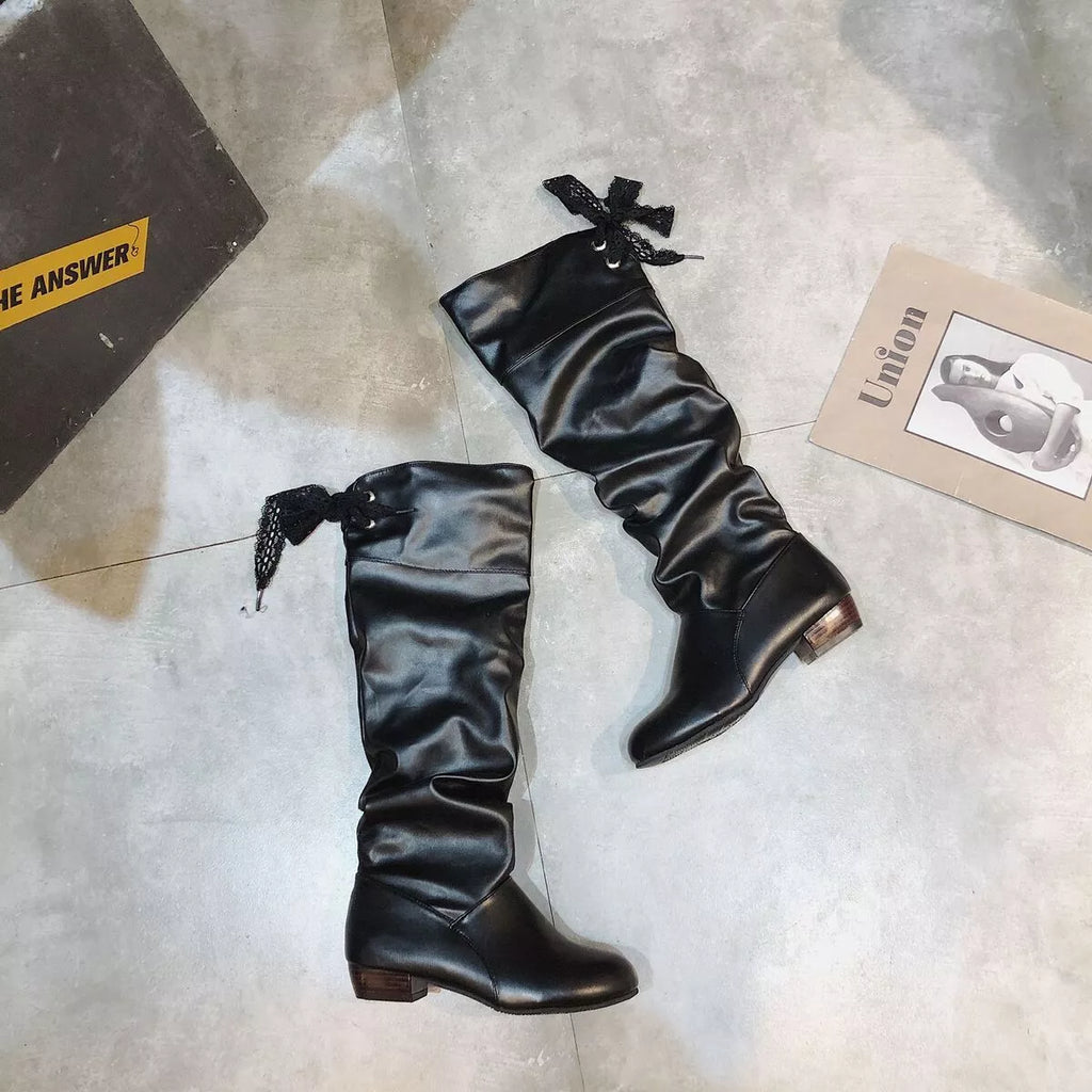 Round Toe Low Heel Boots