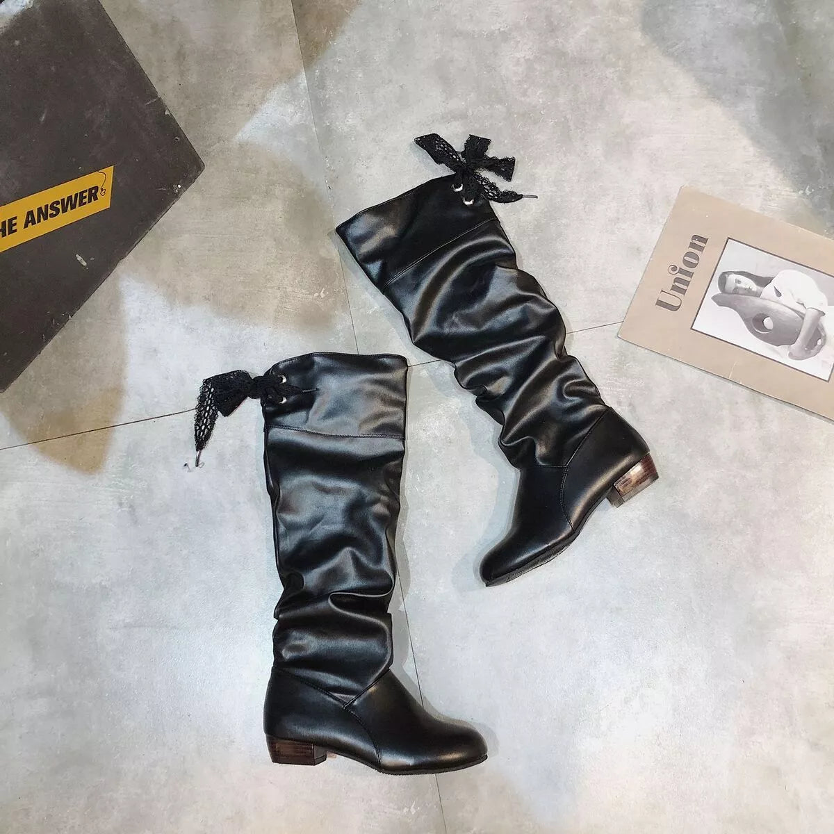 Round Toe Low Heel Boots