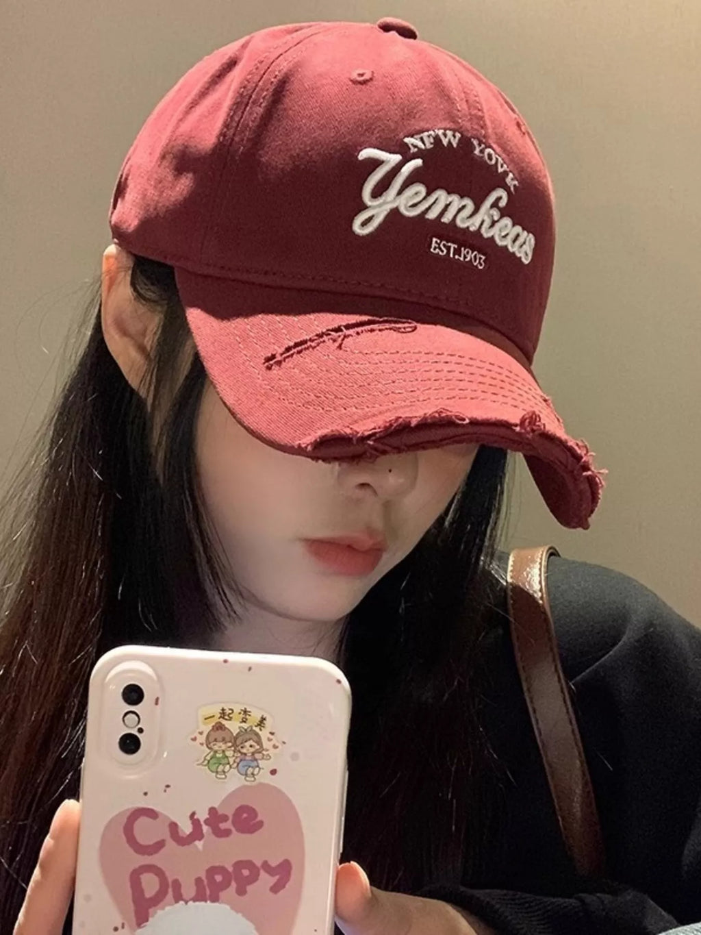 Distressed Embroidered Baseball Cap