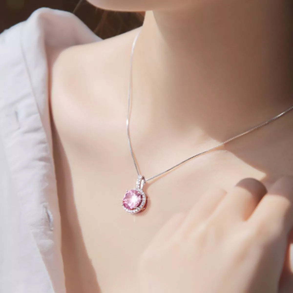 3 Carat Moissanite 925 Sterling Silver Pendant Necklace