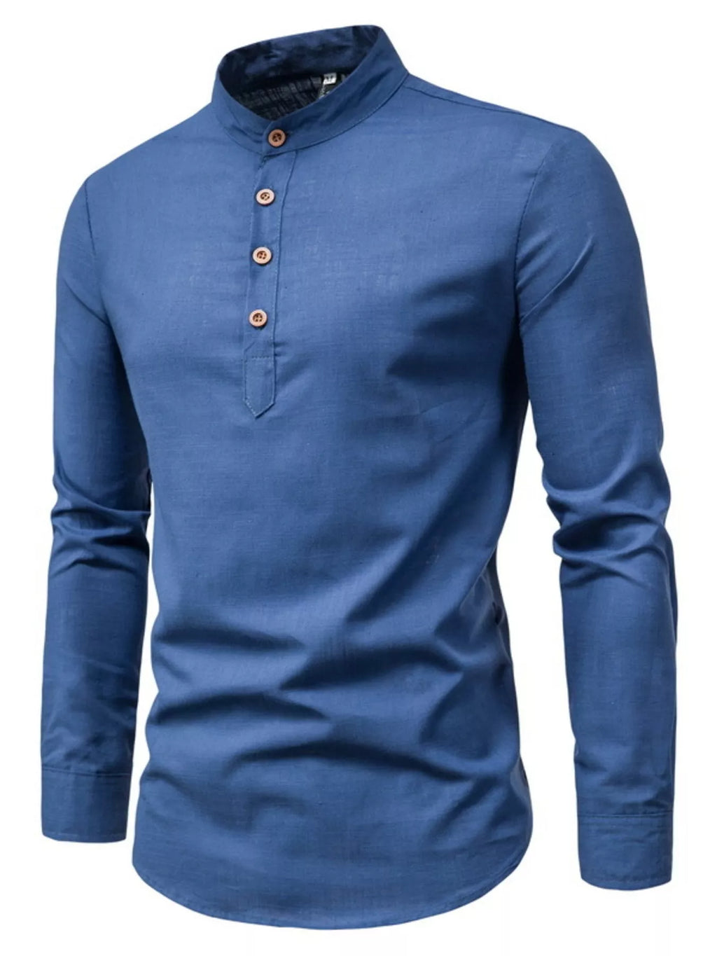 Men's Plus Size Casual Mandarin Collar Button-Up Shirt