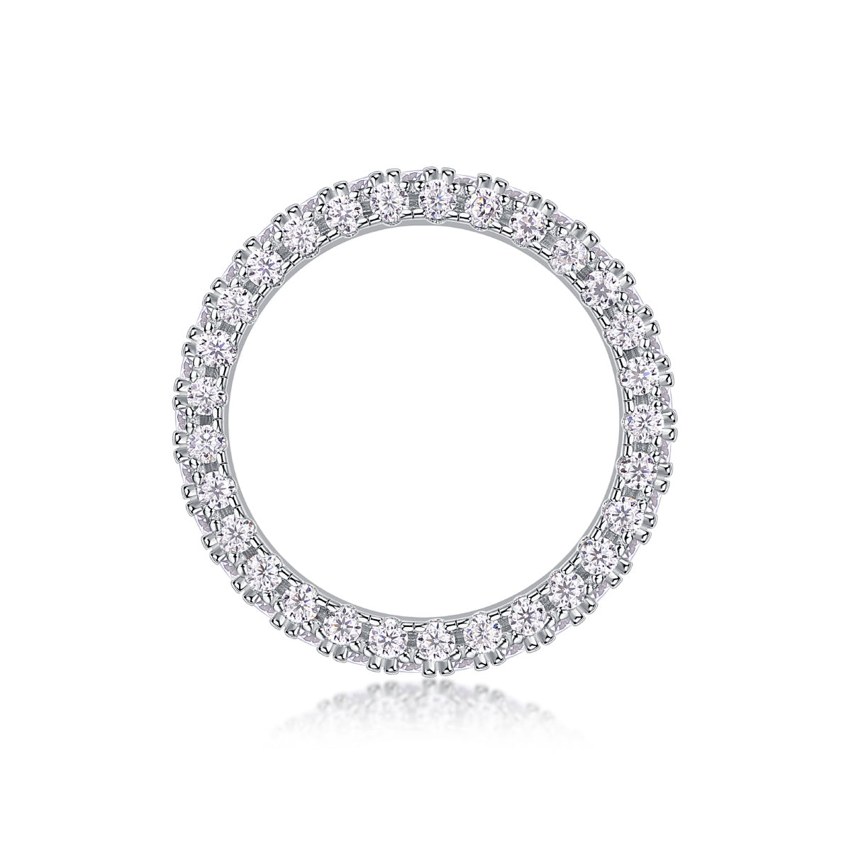 S925 Silver 2.2g Platinum Plated Moissanite Ring, 3.4mm 87pcs D VVS1 Pave Band, GRA Certified US 5-9