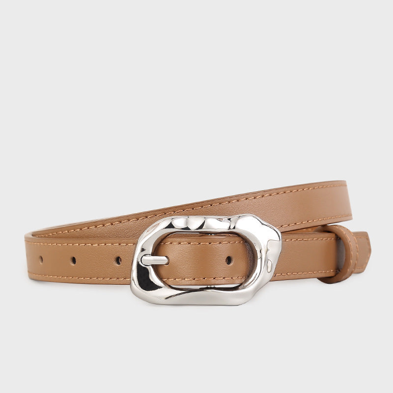 Leather Belt with Silver Buckle