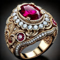 Luxury Bohemian Vintage Textured Geometric Ring - Heavy Industry Statement Rings For Women