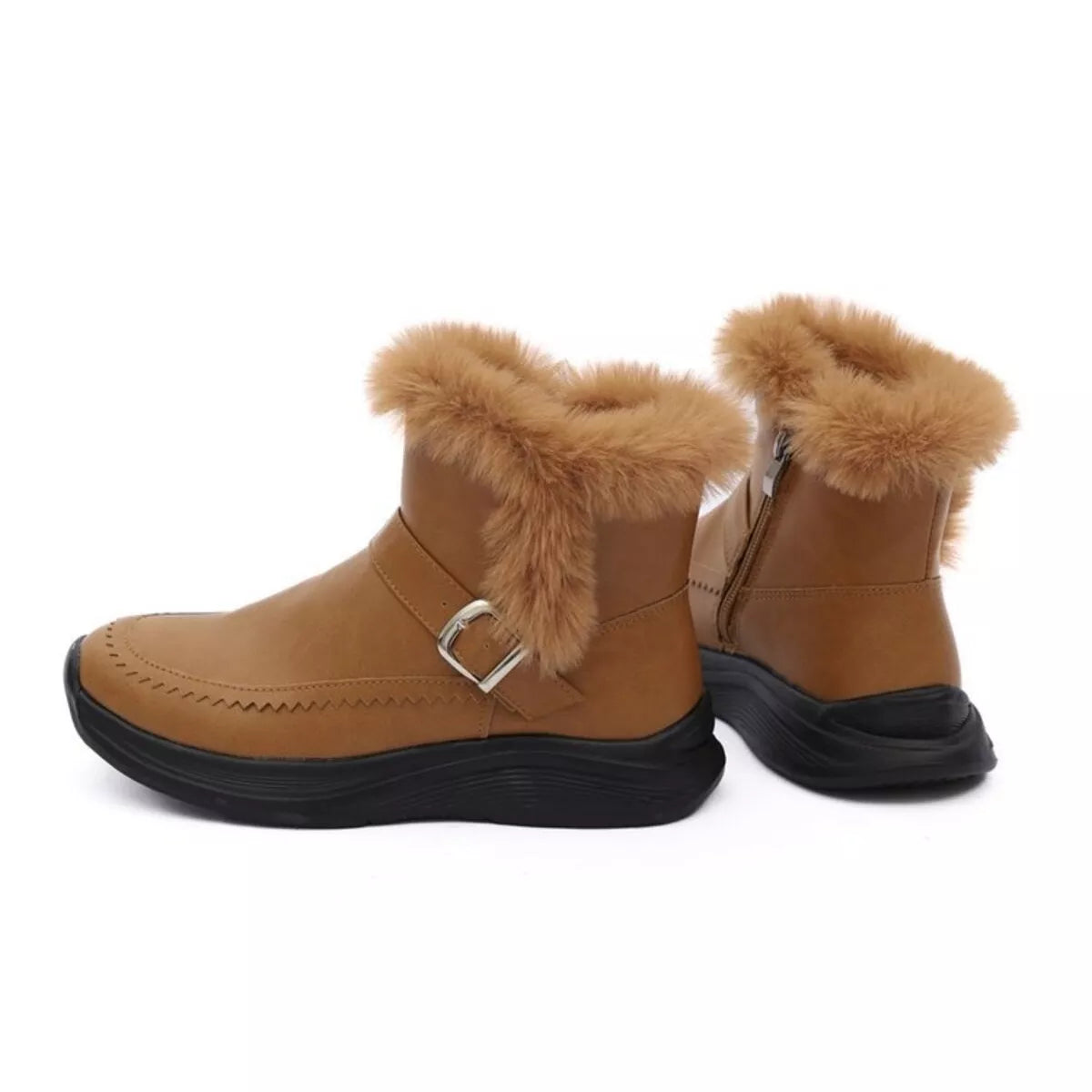 Faux Fur Buckle Boots