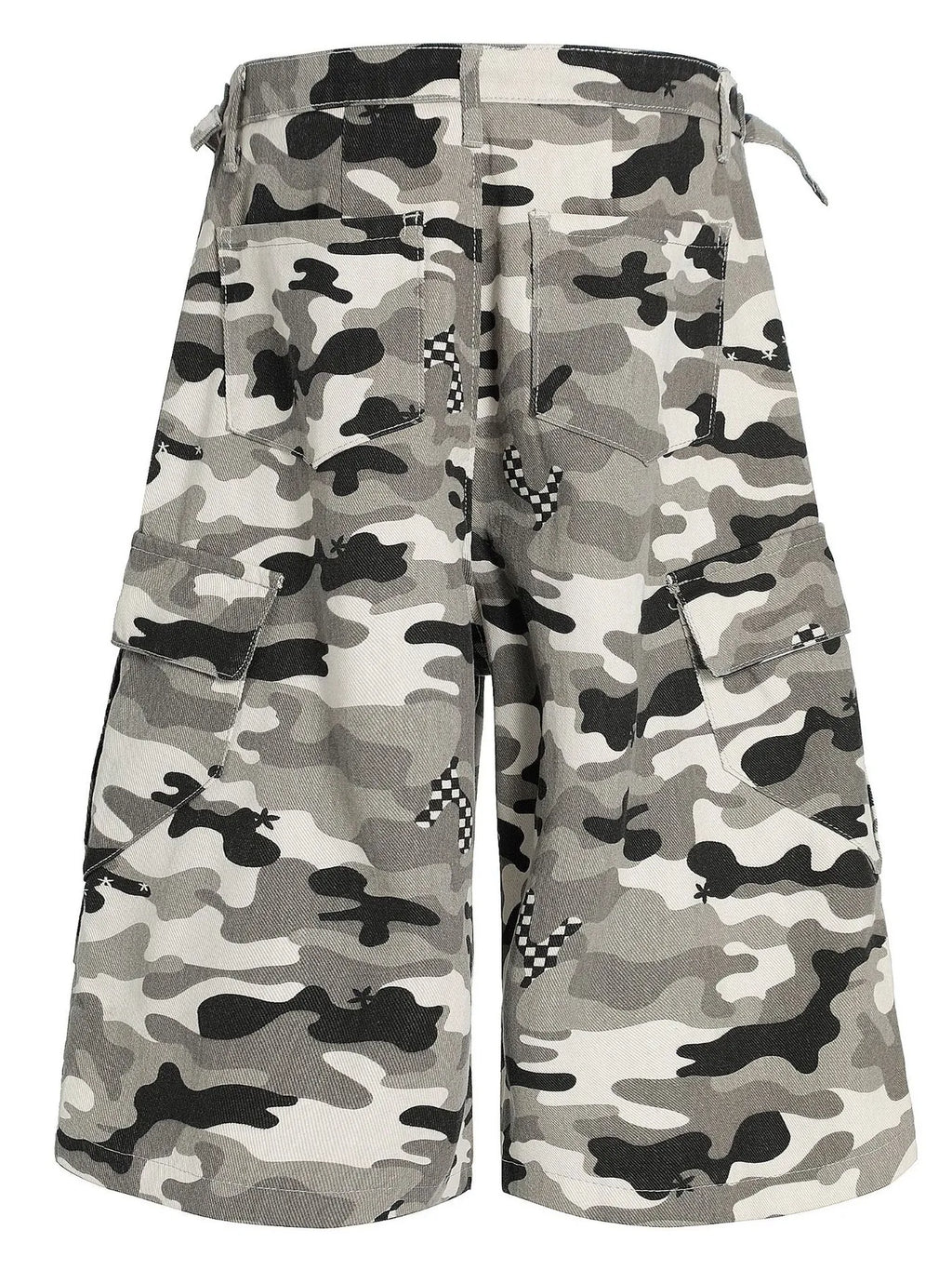 Men's Camo Cargo Shorts with Checkered Accents