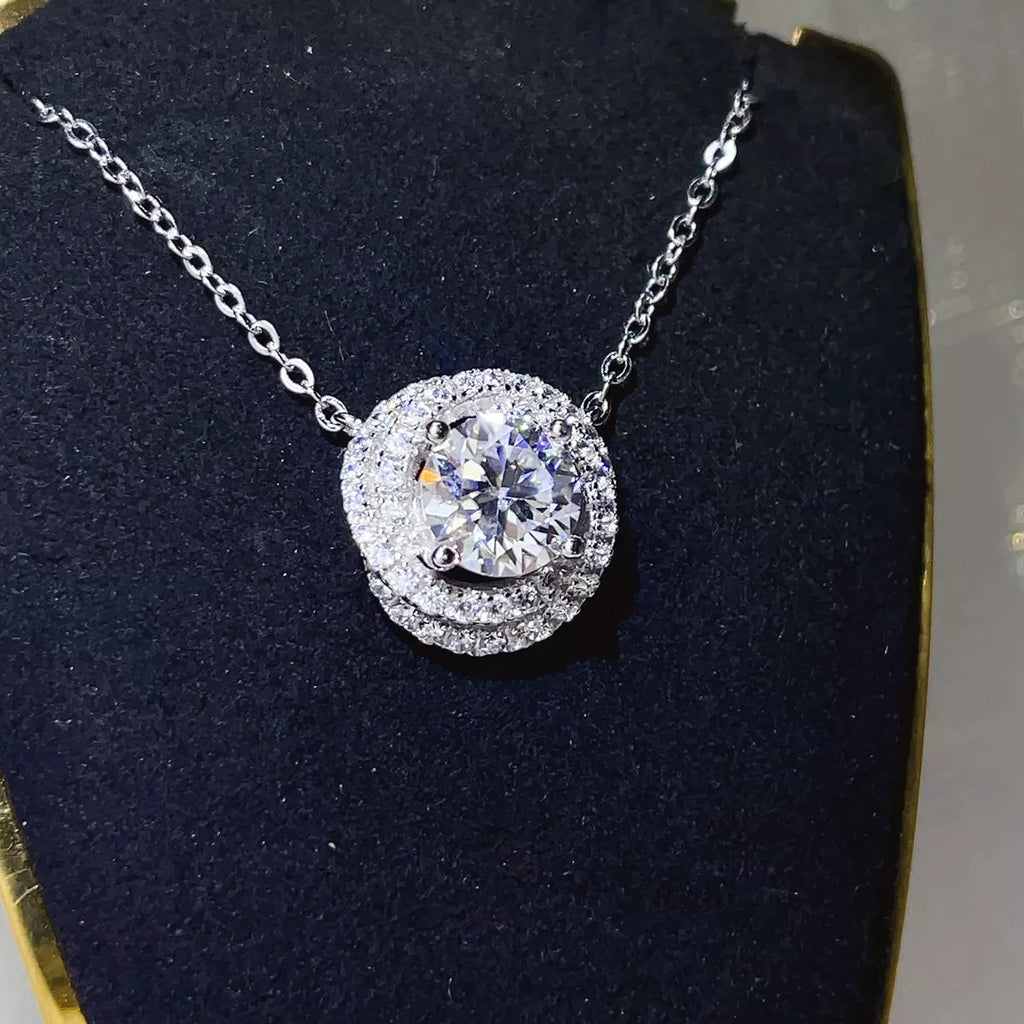 2 Carat 925 Sterling Silver Moissanite Pendant Necklace