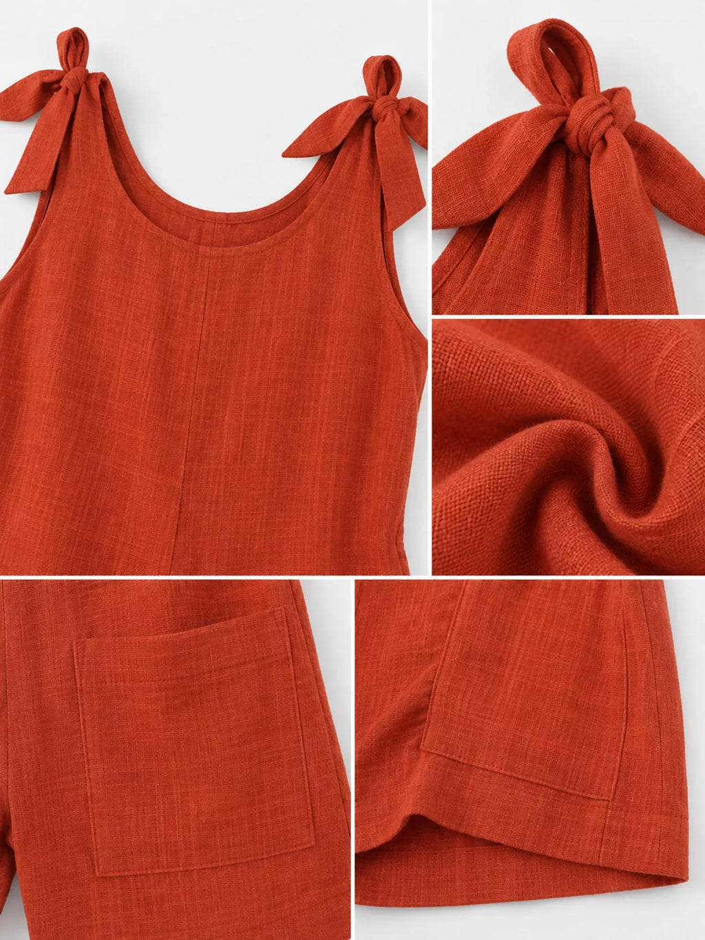 Full Size Tie-Shoulder Romper with Pockets Plus Size