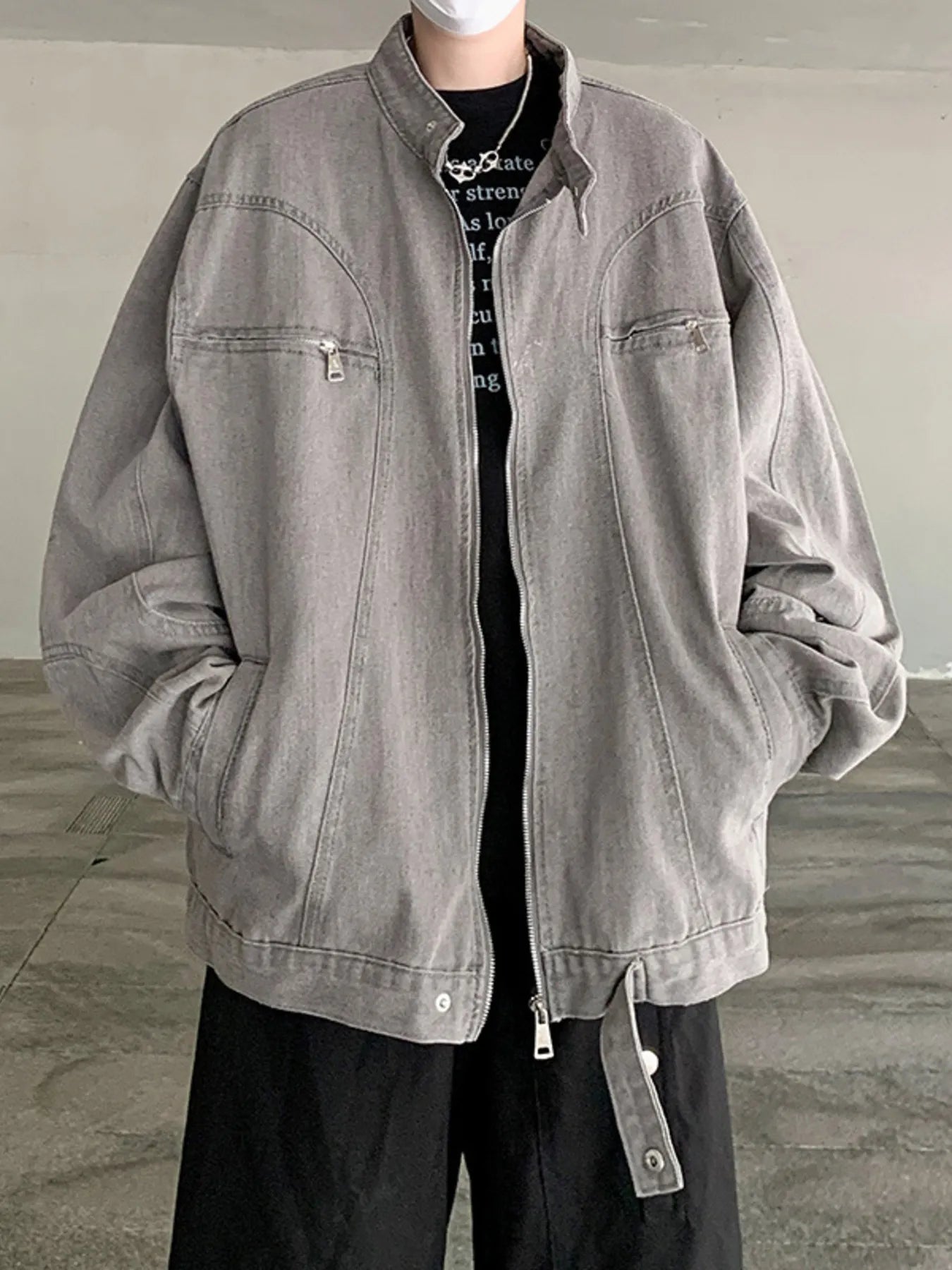Men's Plus Size Zip Up Oversized Denim Jacket