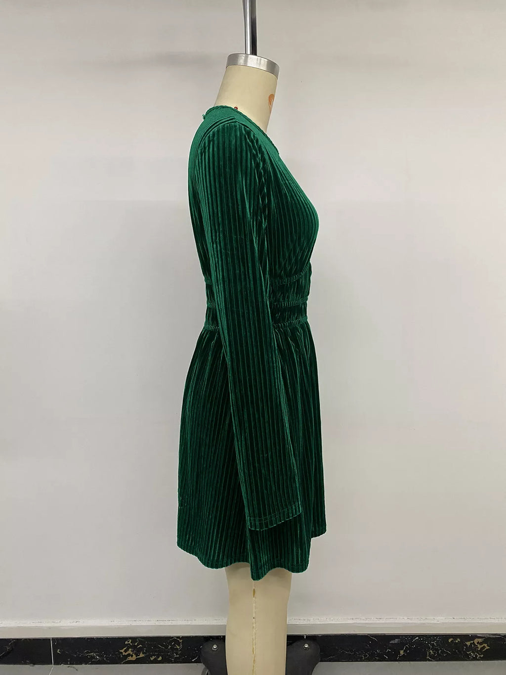 Ribbed Keyhole Long Sleeve Mini Dress