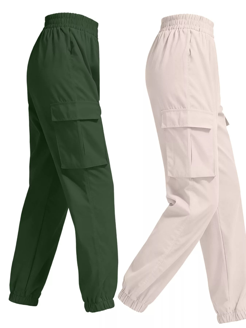 2 Piece Elastic Waist Cargo Pants