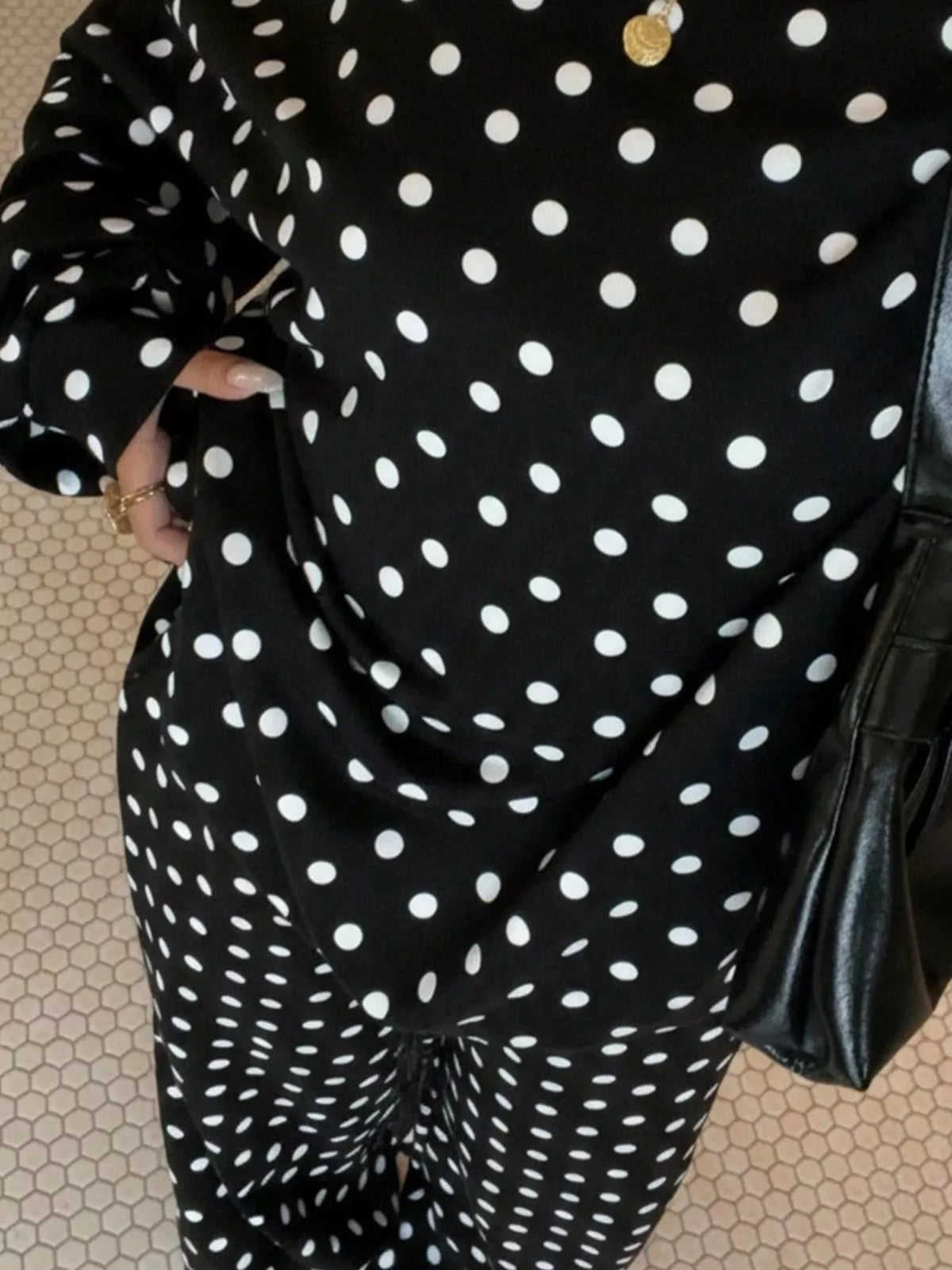 Polka Dot Boat Neck Top and Pants Set