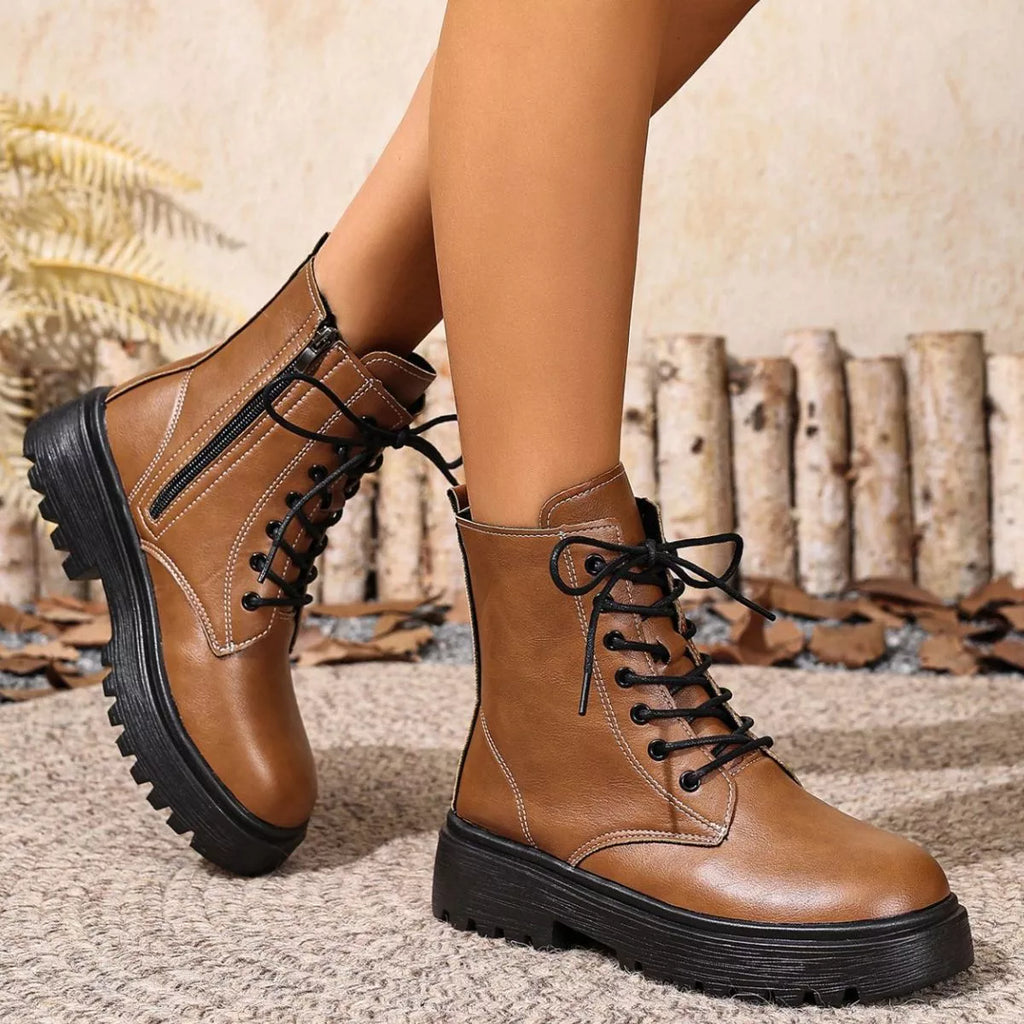 Round Toe Block Heels Boots