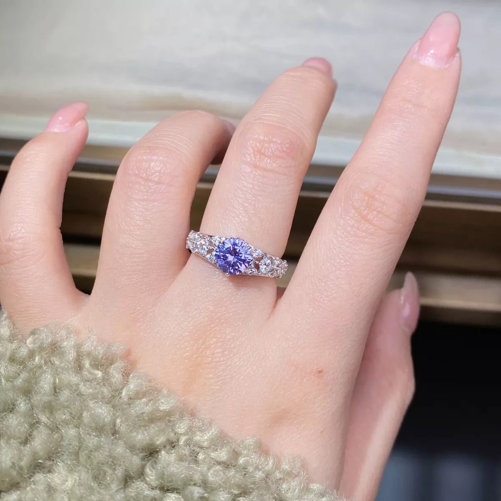 Growing High-Carbon Diamond 925 Sterling Silver Ring