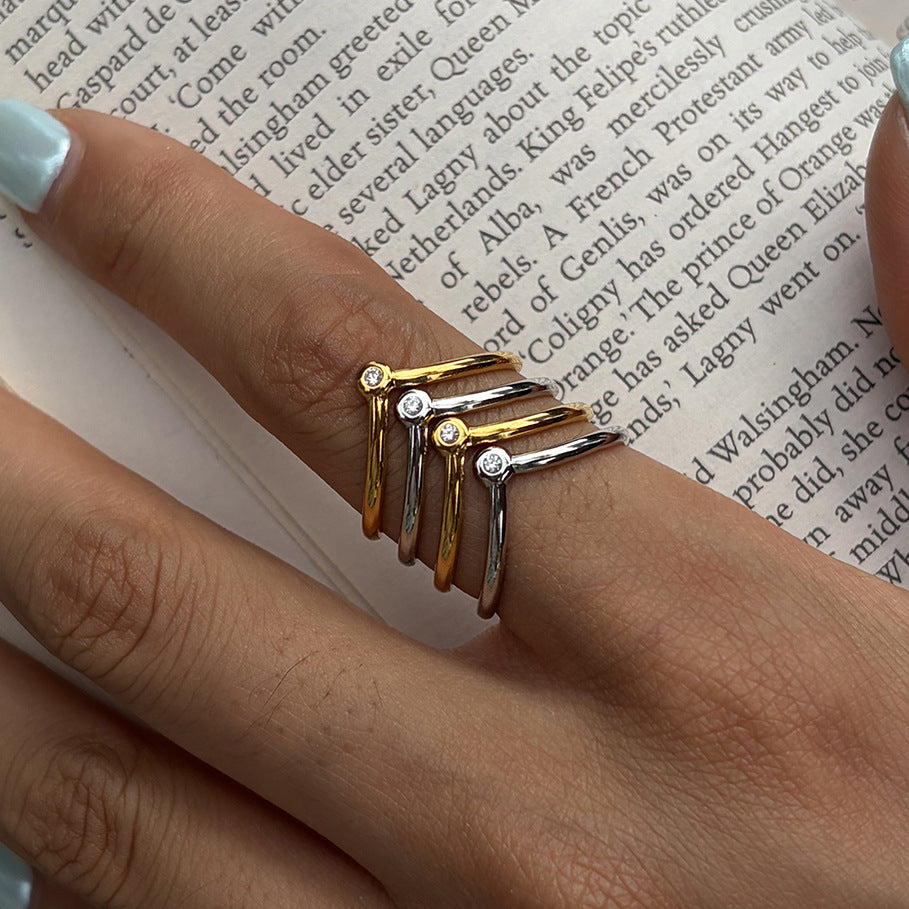Two Tone Layered Open Ring Collection