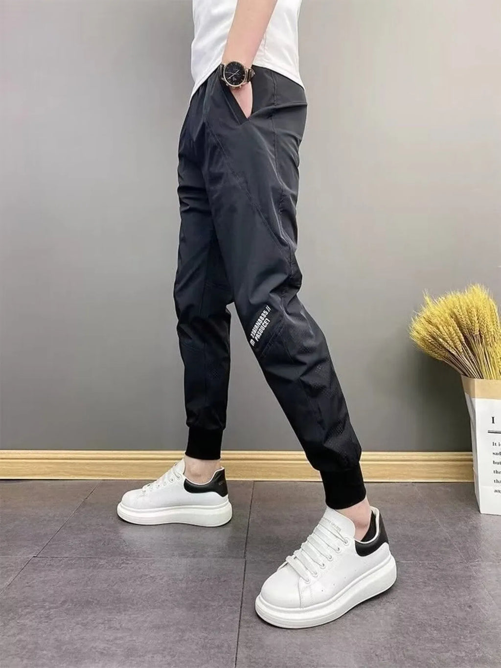 Men's Plus Size Slim-Fit Ankle-Cuffed Pants