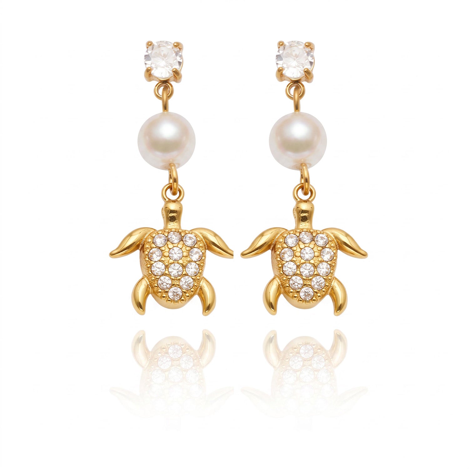Bohemian High-quality Stainless Steel Turtle-shaped Pearl Earrings
