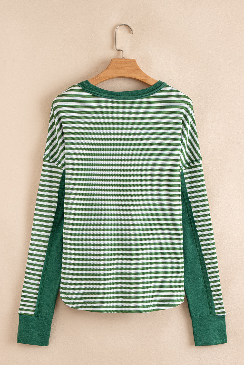 Stripe Thermal Knit Drop Shoulder Top