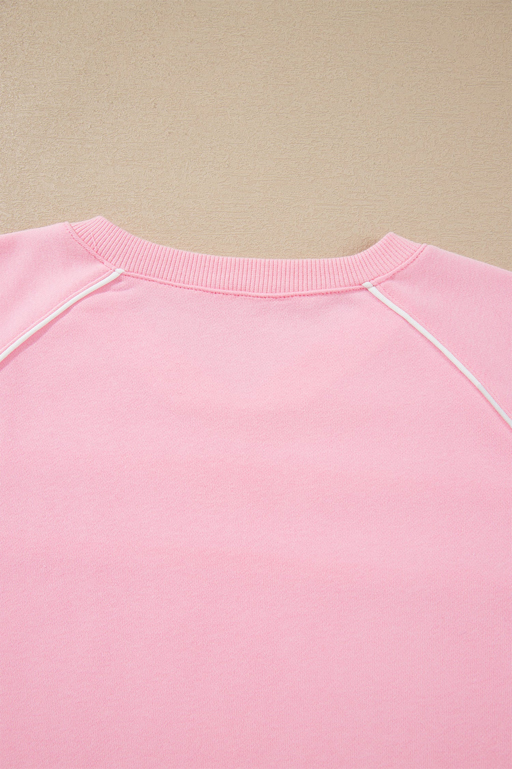 Pink Piping Trim Long Sporty Pullover Drawstring Elastic Waist Shorts Set