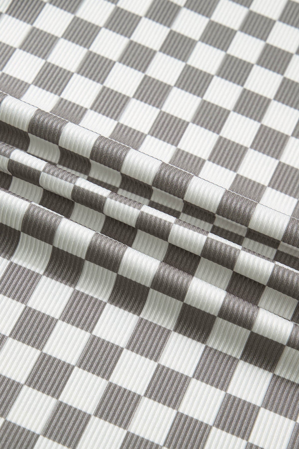 Checker Ribbed Knit Halter Tank Top