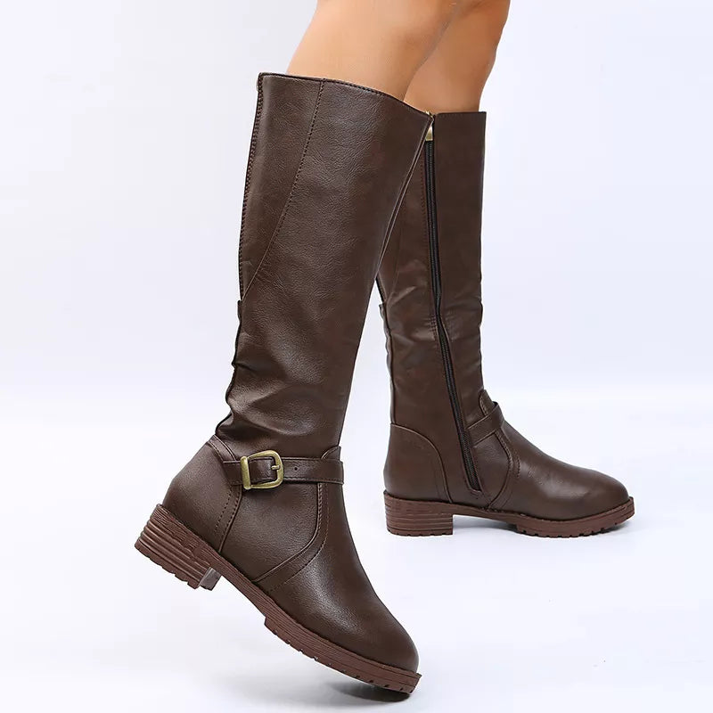 Round Toe Block Heels Boots