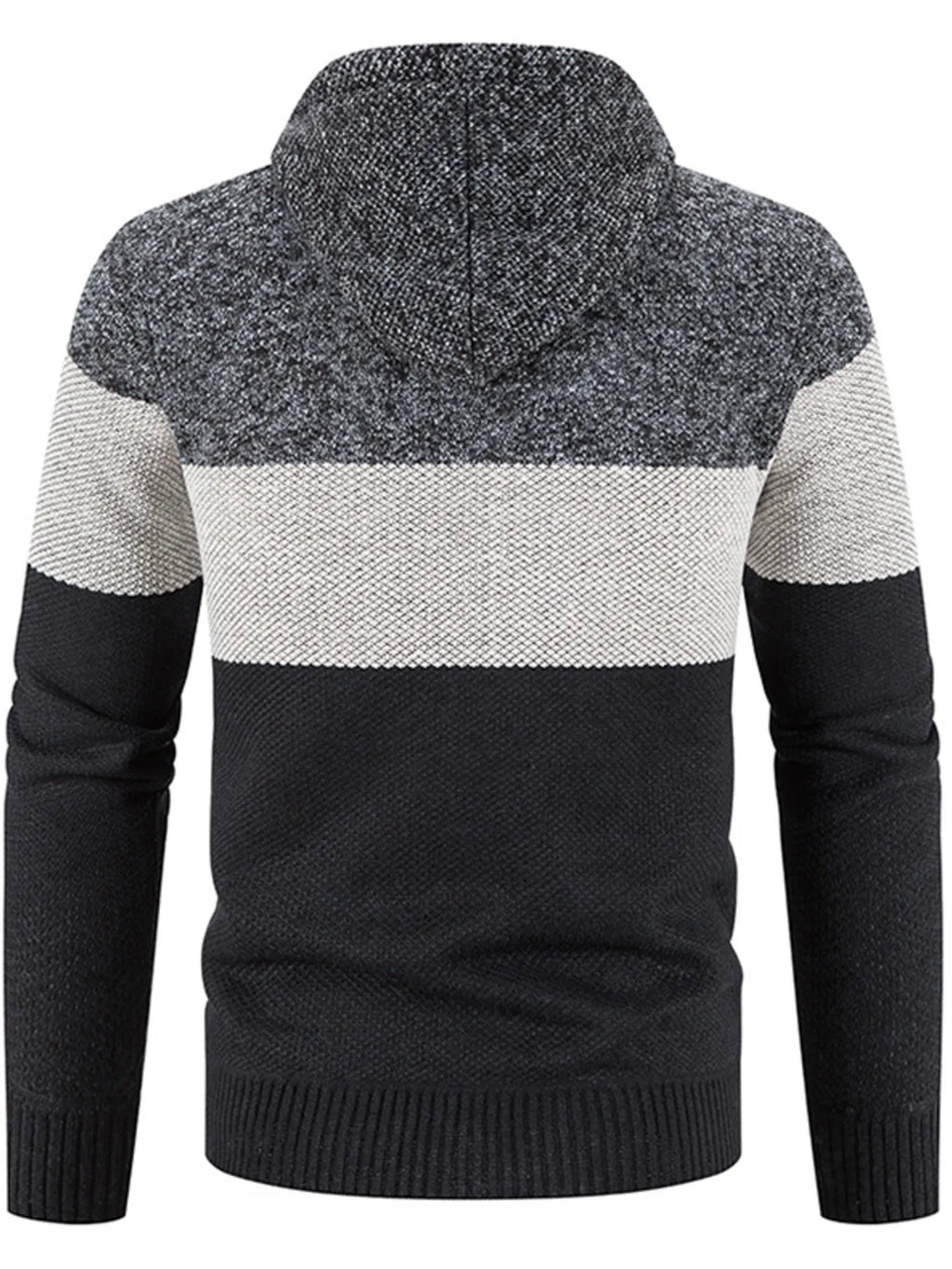 Men's Plus Size Drawstring Color Block Zip Up Cardigan