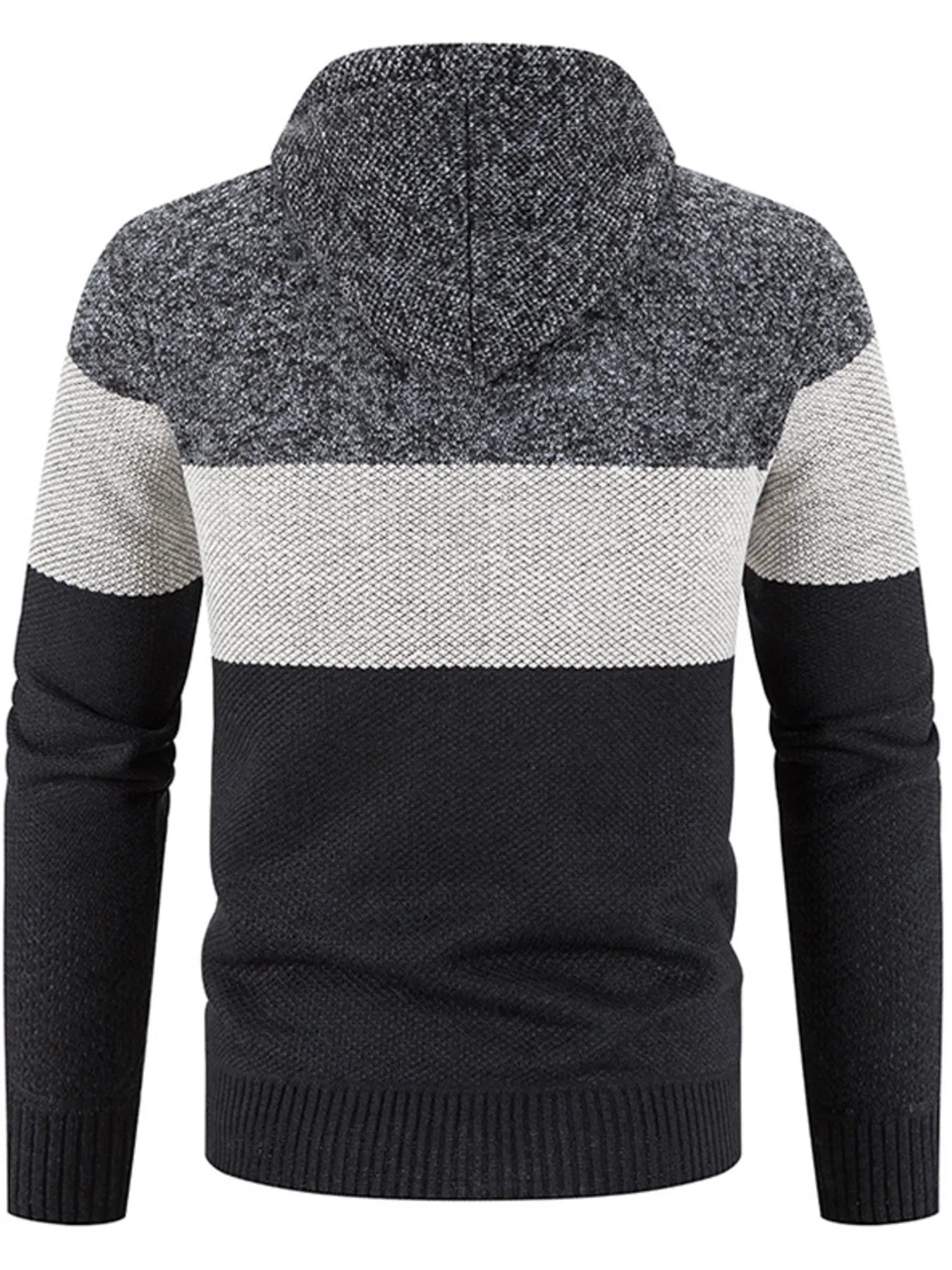 Men's Plus Size Drawstring Color Block Zip Up Cardigan