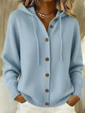 Hooded Button-Up Cardigan