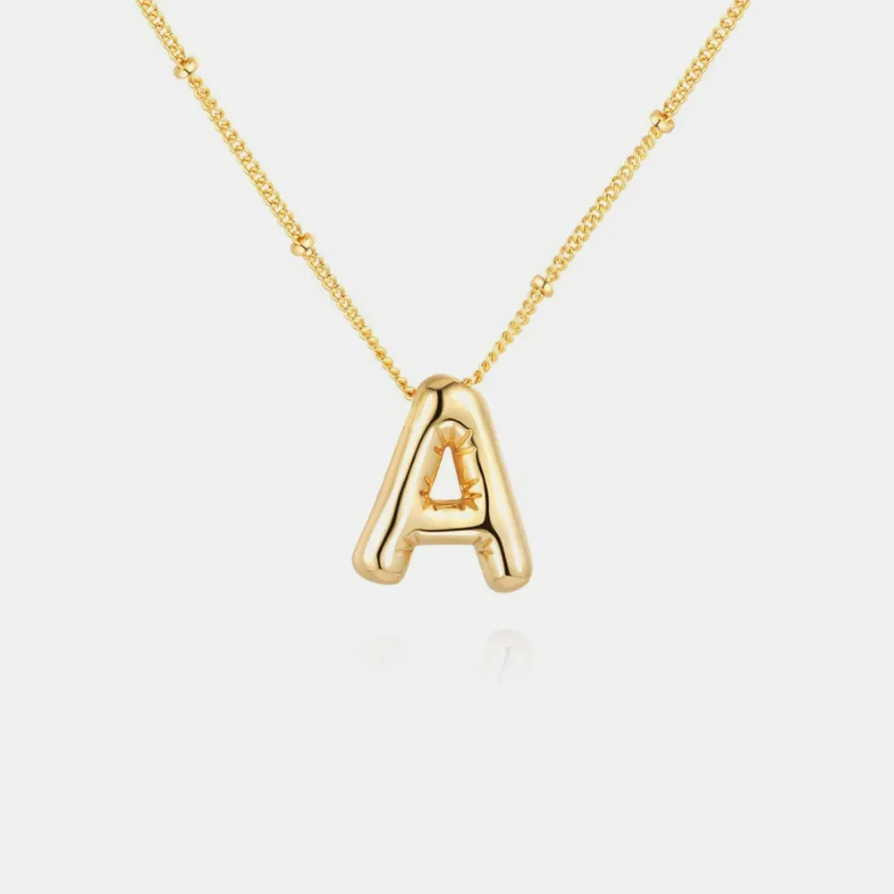 Gold-Plated Bubble Initial Letter Necklace