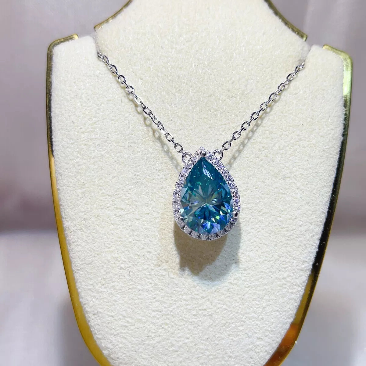5 Carat 925 Sterling Silver Moissanite Pendant Necklace