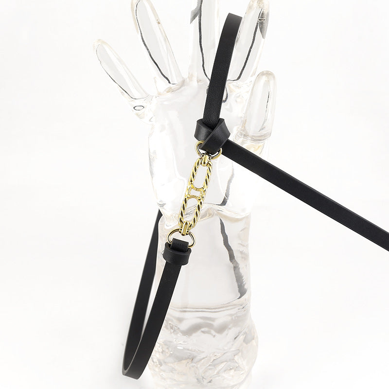 Gold Buckle Skinny Belt