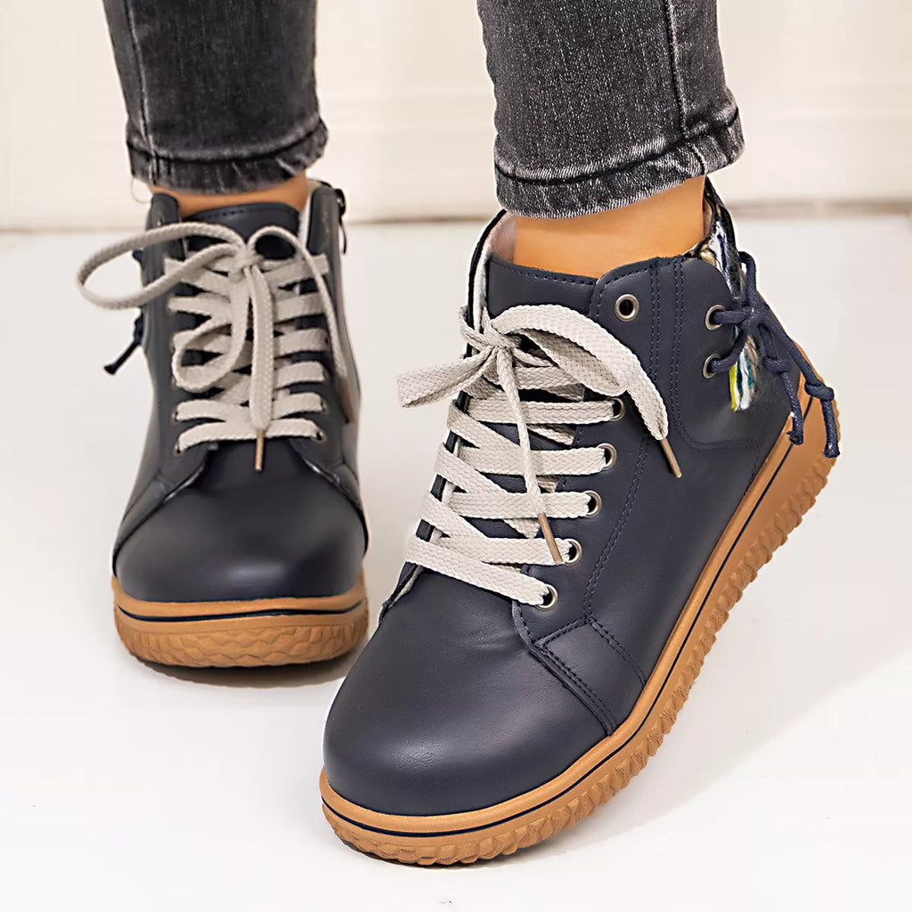 Lace-Up Ankle Boots with Zipper Detail