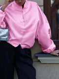 Mandarin Collar Pearl Button Shacket