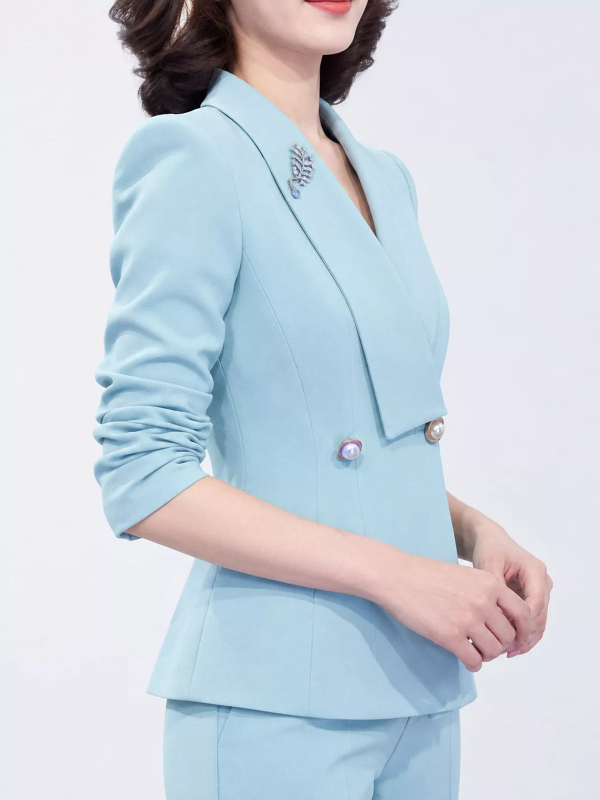 Double-Breasted Lapel Blazer and Pants Set
