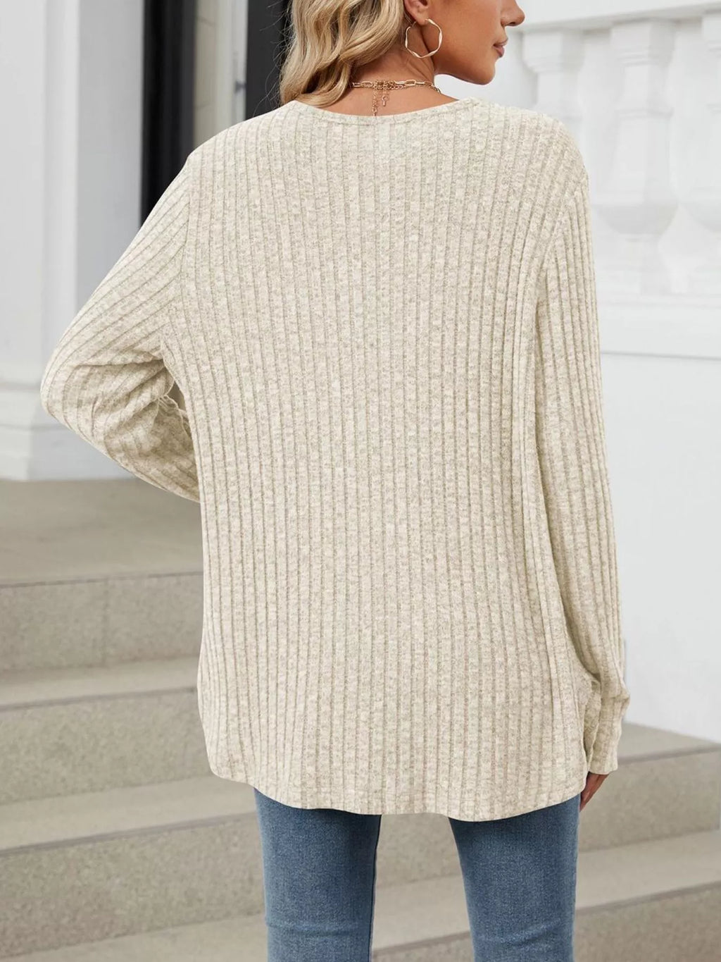 Ribbed Button-Up Cardigan