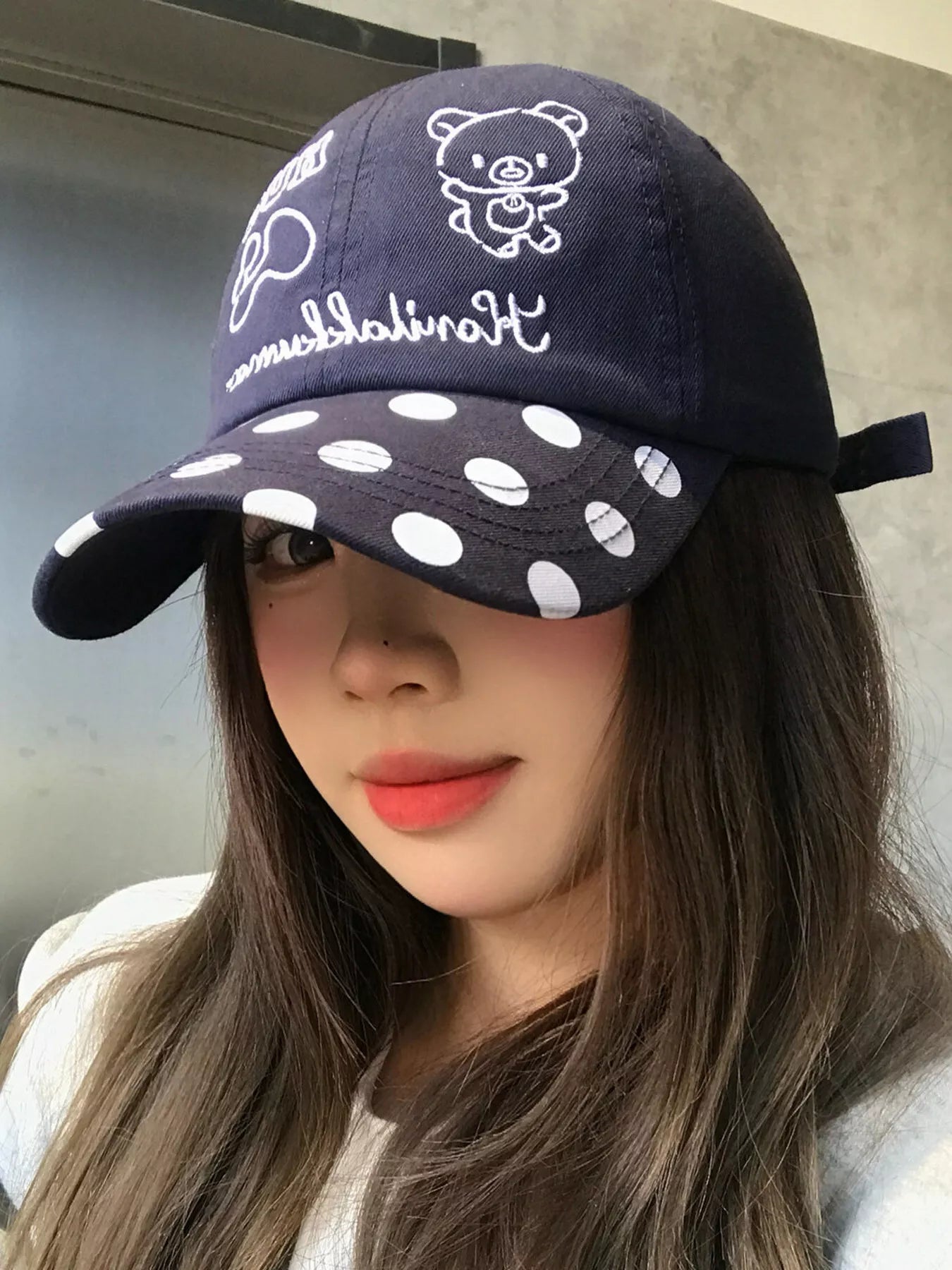 Polka Dot Embroidered Baseball Cap