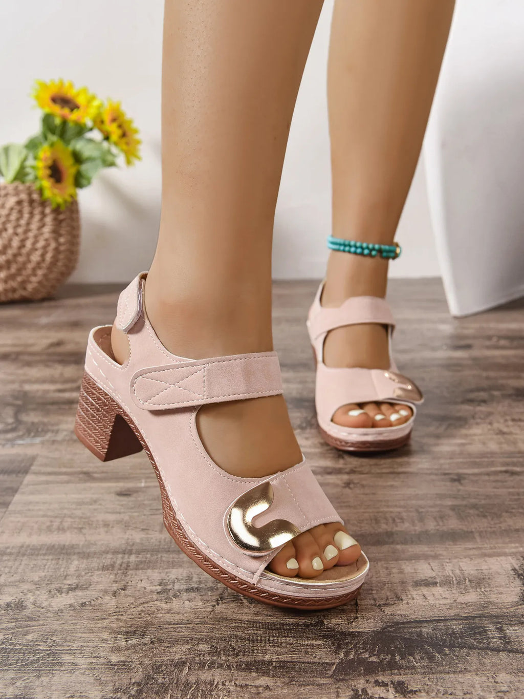 Open Toe Block Heel Sandals