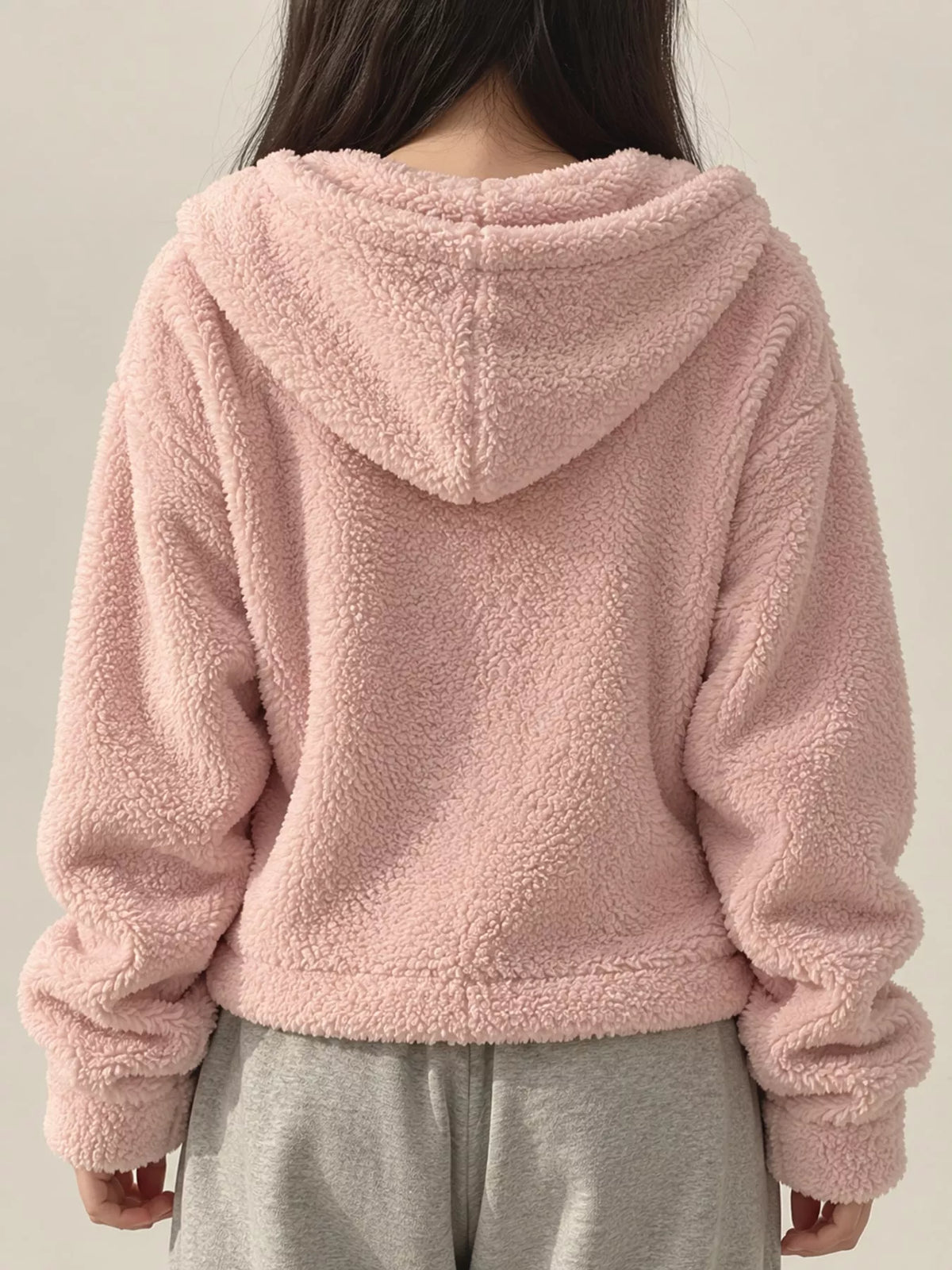 Oversized Sherpa Zip-Up Hoodie
