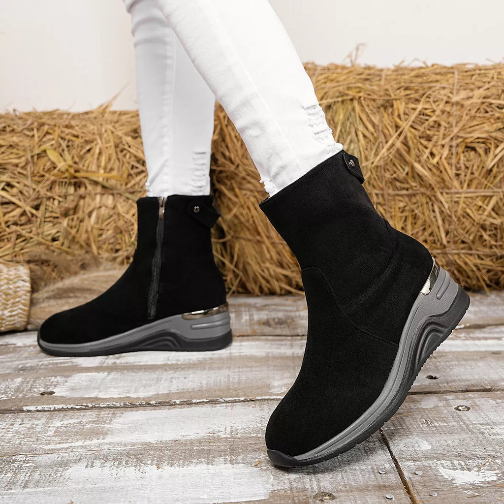 Suede Ankle Boots with Wedge Heel