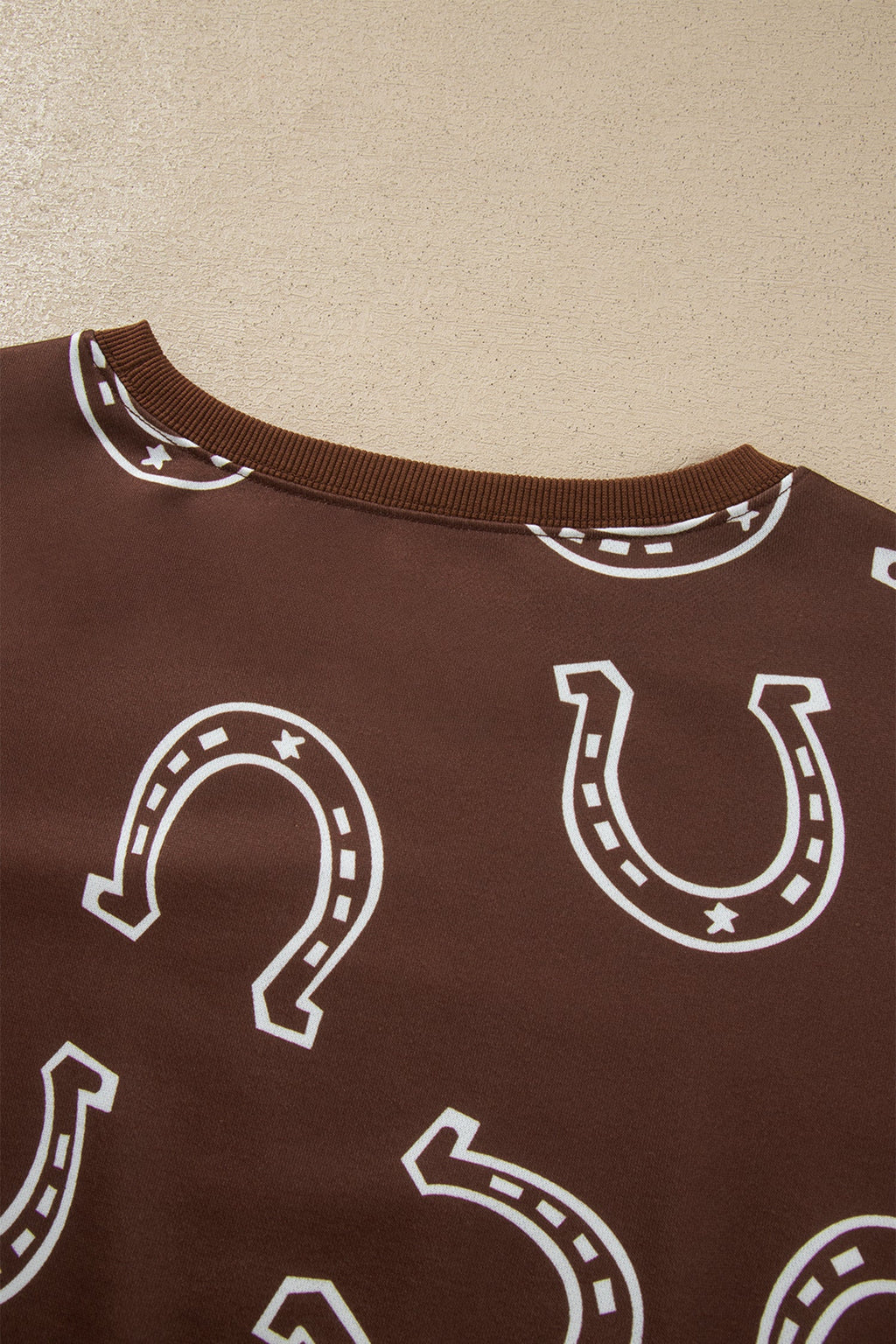 Brown Western Print Elastic Waist Pocket 2pcs Pant Set