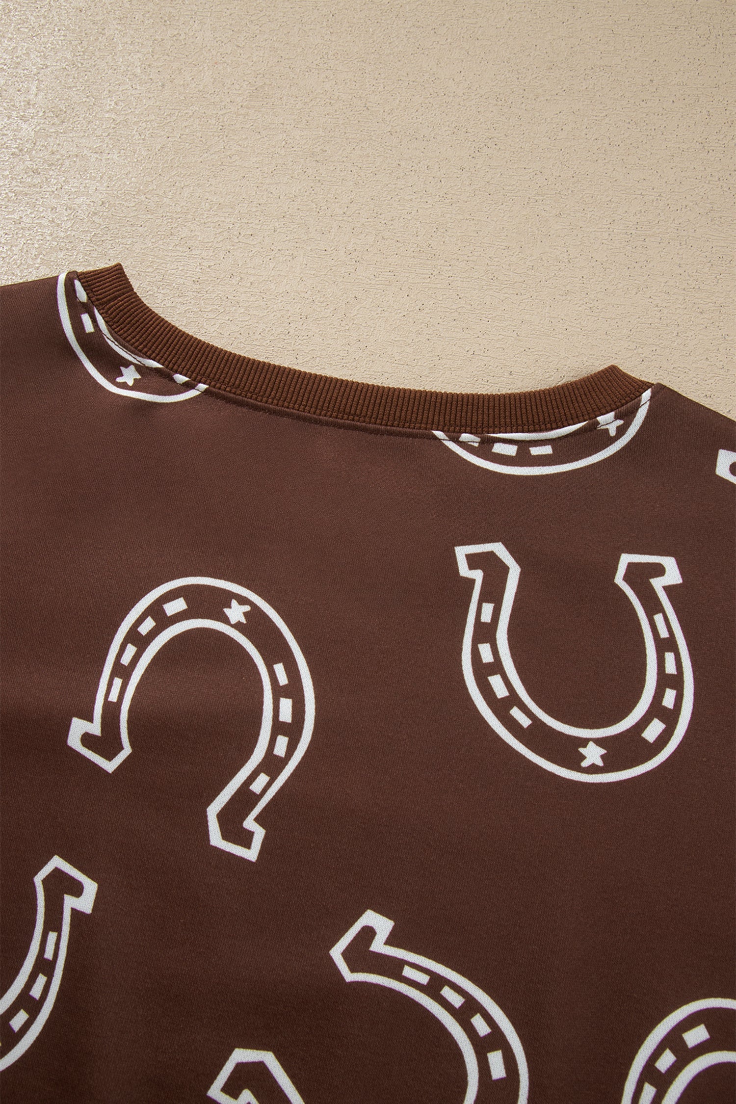 Brown Western Print Elastic Waist Pocket 2pcs Pant Set
