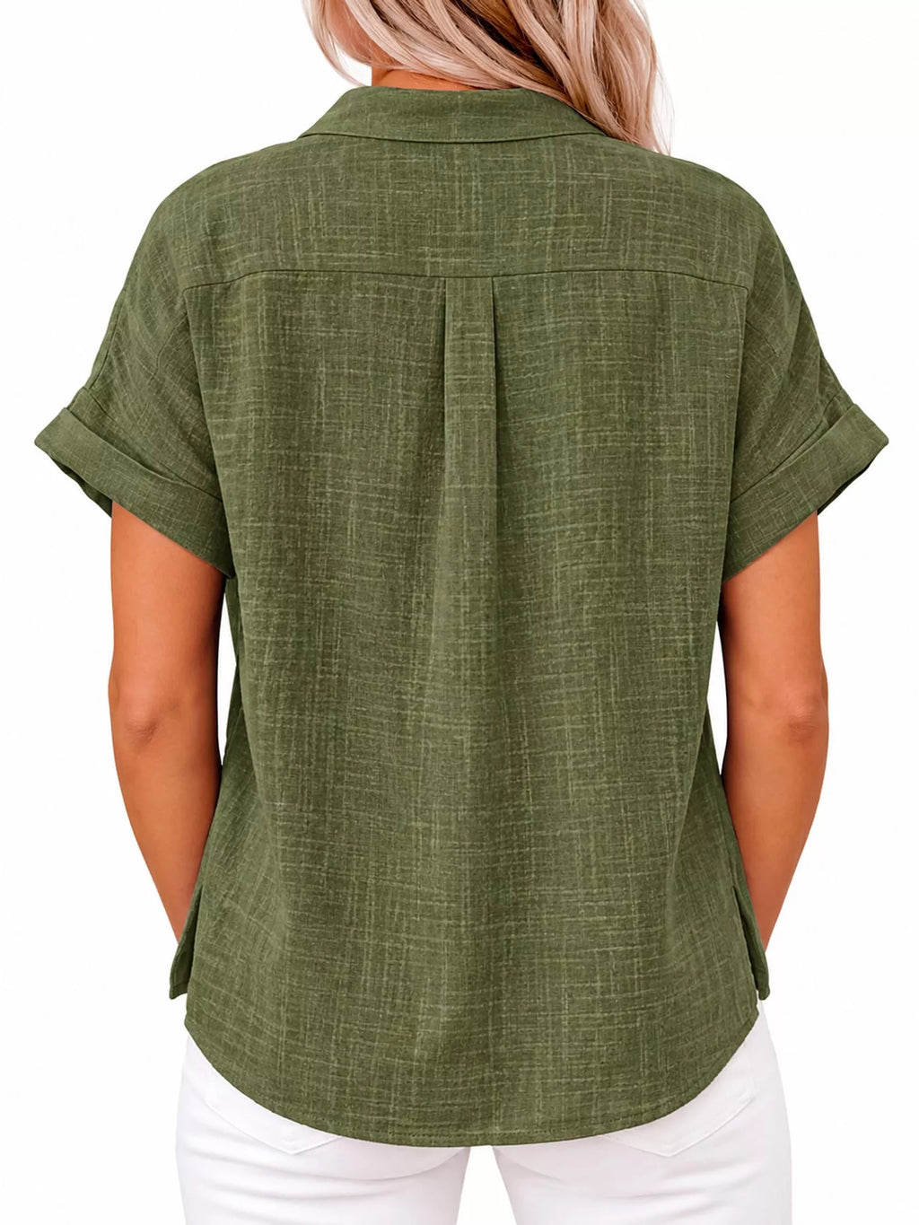 Full Size Button Up Short Sleeve Shirt Plus Size