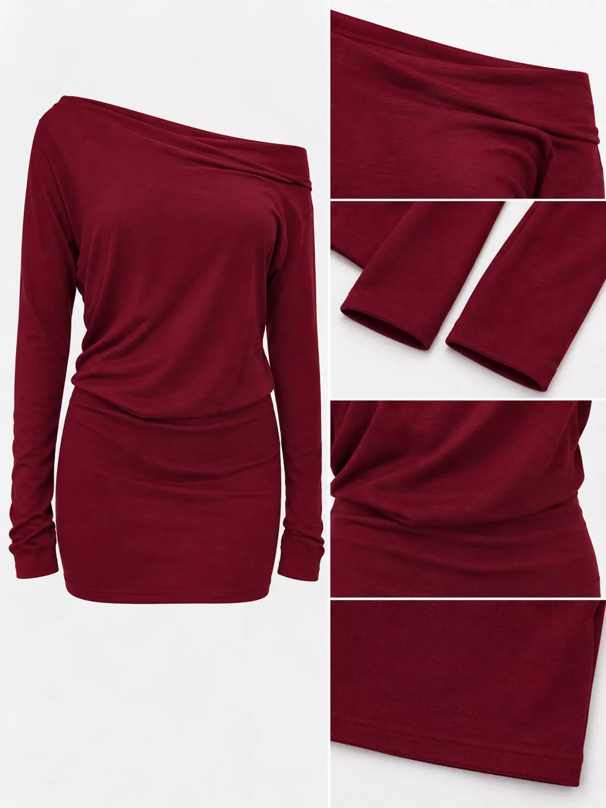 One Shoulder Knit Mini Dress