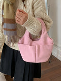Corduroy Solid Color Handbag