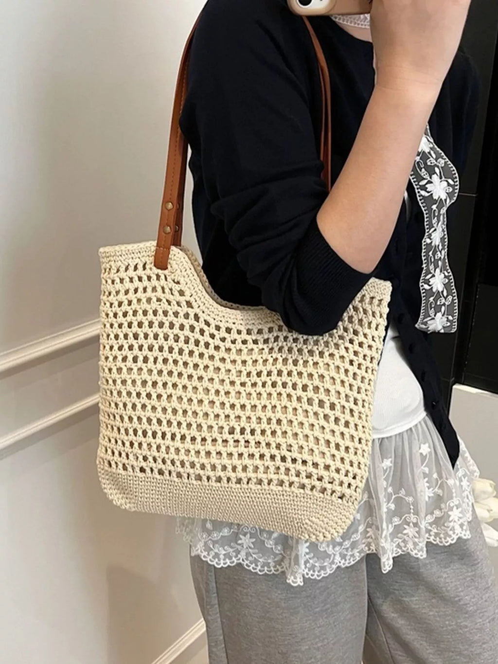 Woven Straw Shoulder Bag
