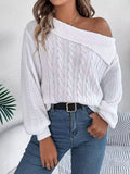 One Shoulder Cable Knit Sweater