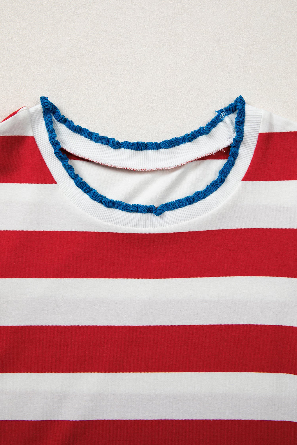 Americana Stripe Contrast Trim Puff Sleeve Dress