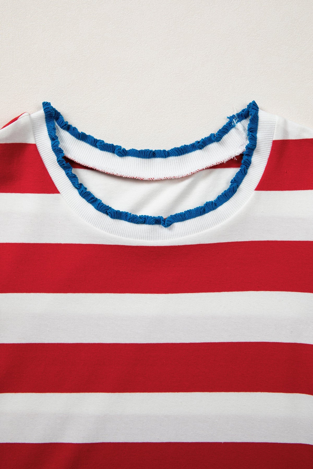 Americana Stripe Contrast Trim Puff Sleeve Dress